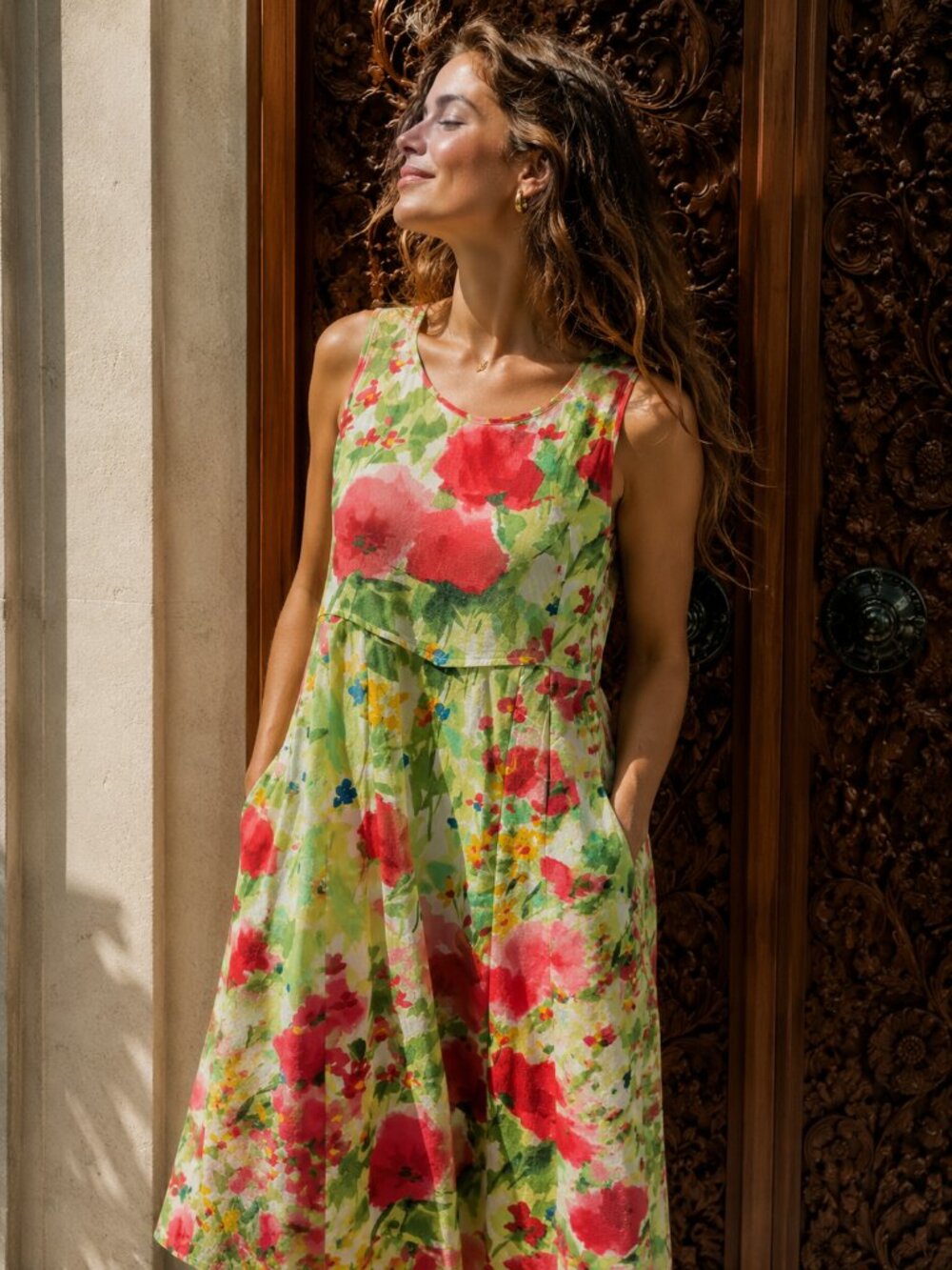 Jams World Honolulu Floral Midi Dress • Tropical Watercolor Resort Dress